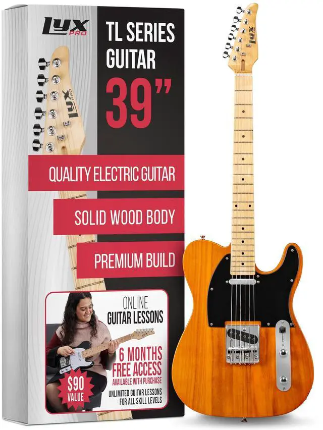 Main image of LyxPro 39 Electric Guitar TL Series, Full-Size Paulownia Wood Body, 3-Ply Pickguard, C-Shape Neck, Ashtray Bridge, Quality Gear Tuners, 3-Way Switch & Volume/Tone Controls, 2 Picks Included, Mahogany