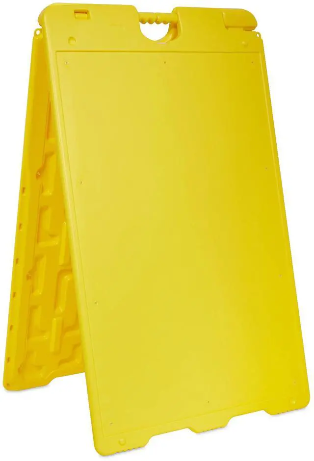 Main image of Jumbl Outdoor A-Frame Sandwich Signboard 24 x 36 Display Surface w/PVC Sign Protector & Sand Fill Holes Duel Display Signage Stand for Storefront Sidewalk Curb (Yellow)