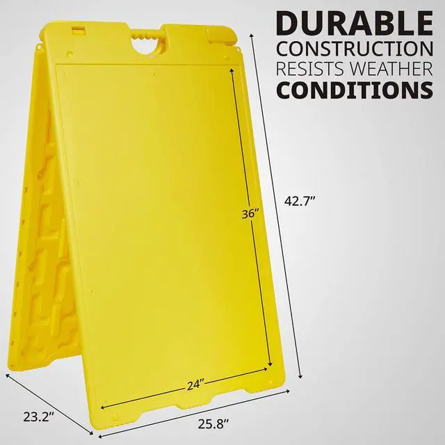 Alt view image 2 of 7 - Jumbl Outdoor A-Frame Sandwich Signboard 24 x 36 Display Surface w/PVC Sign Protector & Sand Fill Holes Duel Display Signage Stand for Storefront Sidewalk Curb (Yellow)