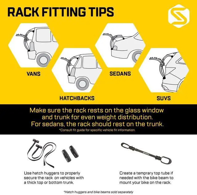 Alt view image 6 of 7 - Saris Bones EX 2-Bike Trunk Rack Bicycle Carrier, Durable, Rust-Free, Anti-Sway Straps, Made in USA, Arc-Based Design, 100% Recyclable Materials