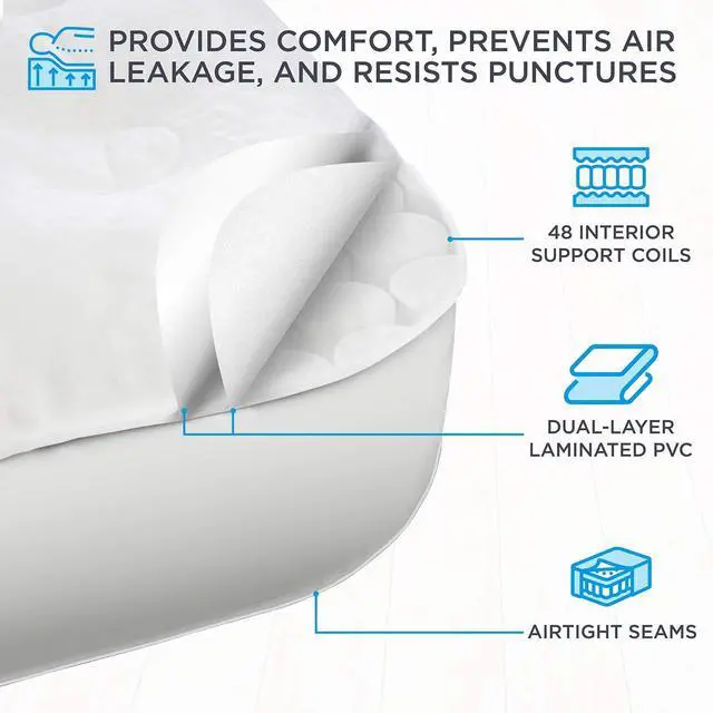 Alt view image 3 of 6 - Ivation EZ-Bed (Queen) Air Mattress with Deflate Defender Technology Dual Auto Comfort Pump and Dual Layer Laminate Material - AirBed Frame & Rolling Case for Guest, Travel, Vacation, Camping