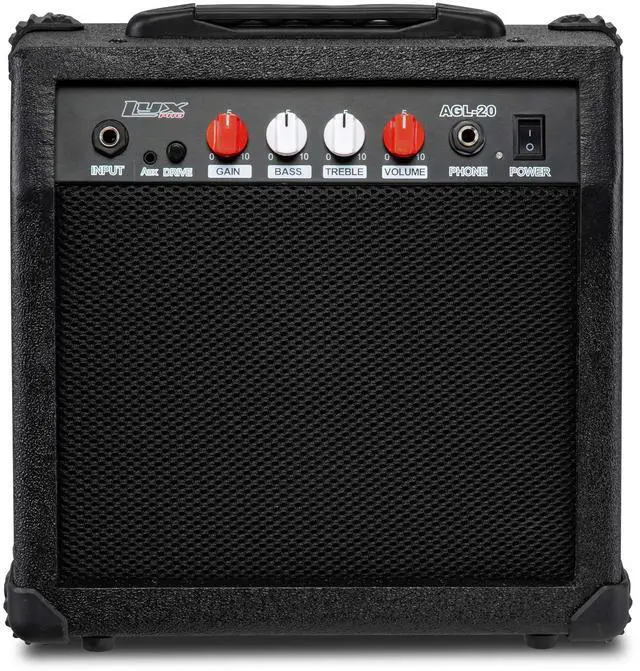 Alt view image 2 of 7 - LyxPro Electric Guitar Amp 20 Watt Amplifier Built In Speaker Headphone Jack And Aux Input Includes Gain Bass Treble Volume And Grind - Black