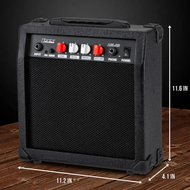 Alt view image 5 of 7 - LyxPro Electric Guitar Amp 20 Watt Amplifier Built In Speaker Headphone Jack And Aux Input Includes Gain Bass Treble Volume And Grind - Black