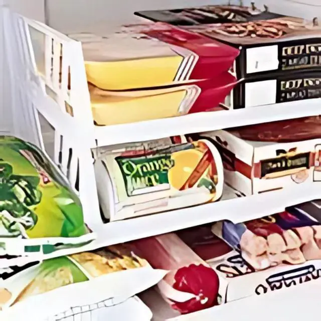 Alt view image 2 of 6 - Jumbl E.P Adjustable Freezer Organizer Shelves, Stackable Plastic Shelving for Freezers, Refrigerators and Cupboards - Space Saving and Easy to Assemble Design