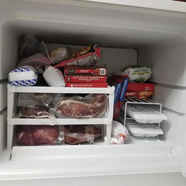 Alt view image 3 of 6 - Jumbl E.P Adjustable Freezer Organizer Shelves, Stackable Plastic Shelving for Freezers, Refrigerators and Cupboards - Space Saving and Easy to Assemble Design