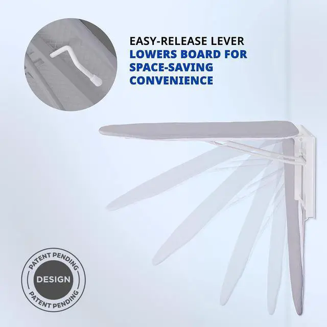 Alt view image 3 of 7 - Ivation Wall-Mounted Ironing Board | Foldable 36.2 x 12.2, Fold Down Ironing Station for Home, Apartment & Dorms, Easy-Release Lever, Removable Cotton Cover, Mounting Hardware Included