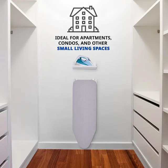 Alt view image 4 of 7 - Ivation Wall-Mounted Ironing Board With Storage Shelf, Foldable 36.2 x 12.2, Fold Down Ironing Station for Home, Apartment &, Easy-Release Lever, Removable Cotton Cover & Dorms, Hardware Included