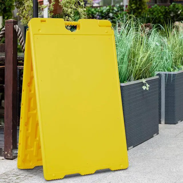 Alt view image 7 of 7 - Jumbl Outdoor A-Frame Sandwich Signboard 24 x 36 Display Surface w/PVC Sign Protector & Sand Fill Holes Duel Display Signage Stand for Storefront Sidewalk Curb (Yellow)