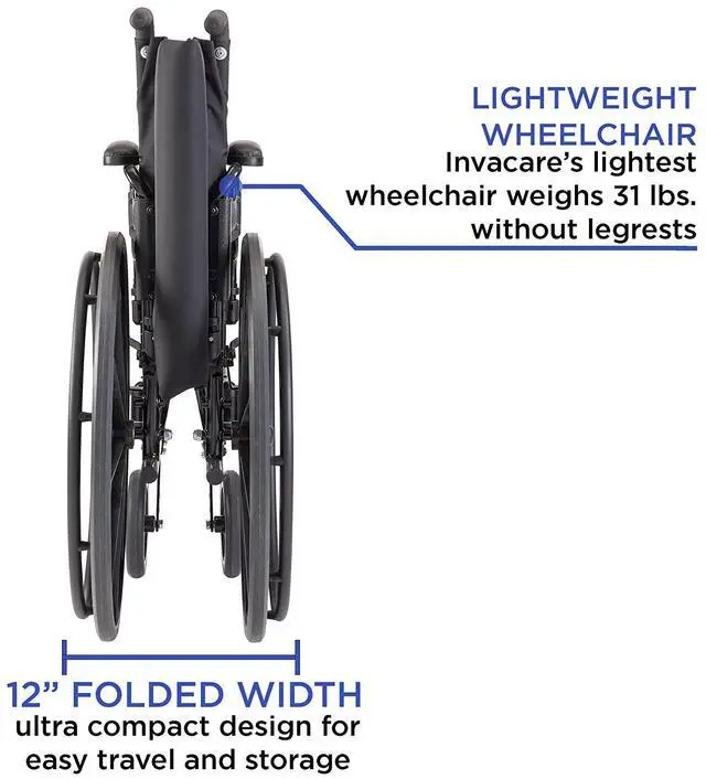 Alt view image 4 of 6 - Invacare 9000 XT High Performance Lighter Weight Wheelchair, With Desk Length Arms, 20" Seat Width, 9XT_33131, Black Satin