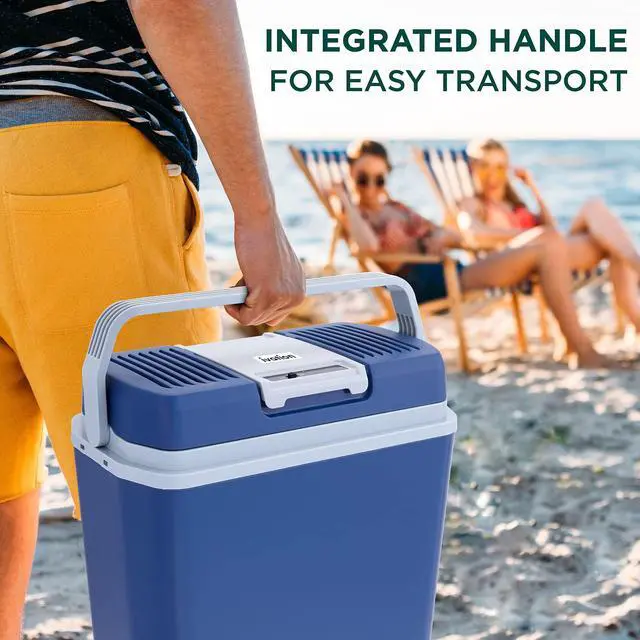 Alt view image 6 of 7 - Ivation Electric Cooler & Warmer with Handle | 24 L Portable Thermoelectric Fridge for Vehicles & Trucks| 110V AC Home Power Cord & 12V Car Adapter for Camping, Travel & Picnics