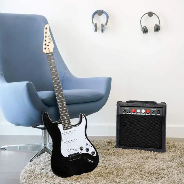 Alt view image 6 of 7 - LyxPro Electric Guitar Amp 20 Watt Amplifier Built In Speaker Headphone Jack And Aux Input Includes Gain Bass Treble Volume And Grind - Black