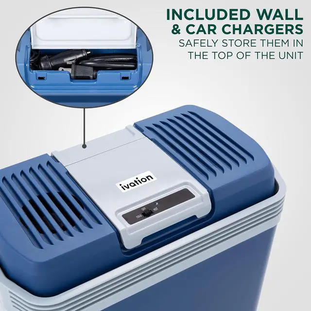 Alt view image 4 of 7 - Ivation Electric Cooler & Warmer with Handle | 24 L Portable Thermoelectric Fridge for Vehicles & Trucks| 110V AC Home Power Cord & 12V Car Adapter for Camping, Travel & Picnics