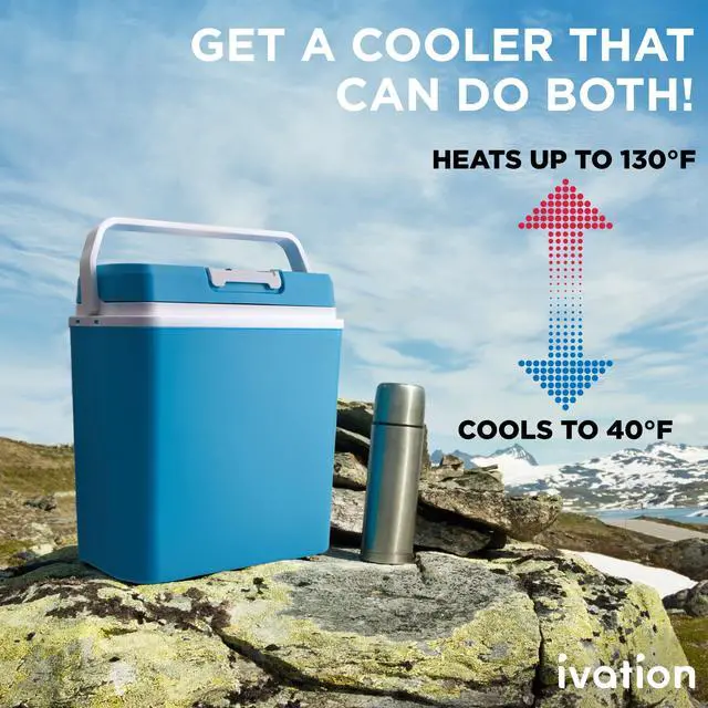 Alt view image 2 of 7 - Ivation Electric Cooler & Warmer with Handle | 24 L Portable Thermoelectric Fridge for Vehicles & Trucks| 110V AC Home Power Cord & 12V Car Adapter for Camping, Travel & Picnics