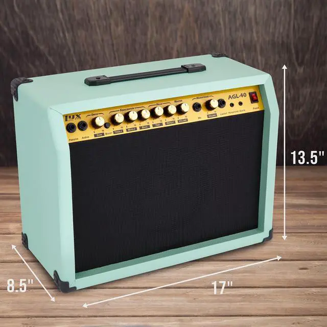 Alt view image 4 of 6 - LyxPro 40 Watt Electric Guitar Amplifier | Solid State Studio Amp with 8 4-Ohm Speaker, Custom EQ Controls, Drive, Delay, ¼ Passive/Active/Microphone Inputs, Aux in & Headphone Jack - Green