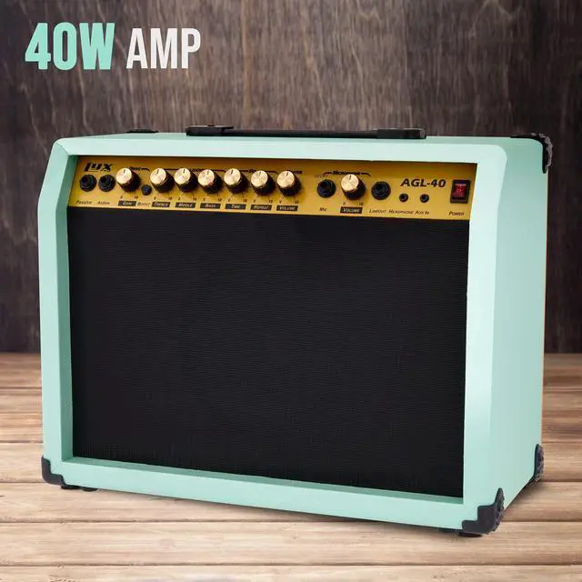 Alt view image 3 of 6 - LyxPro 40 Watt Electric Guitar Amplifier | Solid State Studio Amp with 8 4-Ohm Speaker, Custom EQ Controls, Drive, Delay, ¼ Passive/Active/Microphone Inputs, Aux in & Headphone Jack - Green