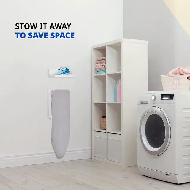 Alt view image 7 of 7 - Ivation Wall-Mounted Ironing Board With Storage Shelf, Foldable 36.2 x 12.2, Fold Down Ironing Station for Home, Apartment &, Easy-Release Lever, Removable Cotton Cover & Dorms, Hardware Included
