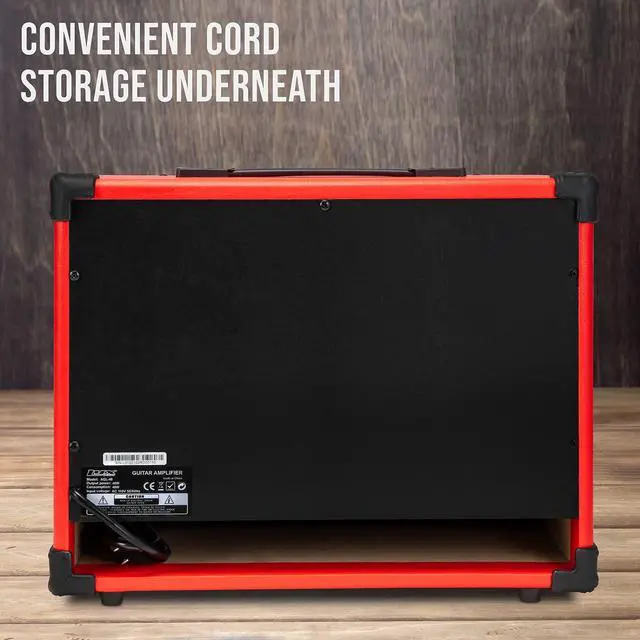 Alt view image 4 of 6 - LyxPro 40 Watt Electric Guitar Amplifier | Combo Solid State Studio Amp with 8 4-Ohm Speaker, Custom EQ Controls, Drive, Delay, ¼ Passive/Active/Microphone Inputs, Aux In & Headphone Jack - Red