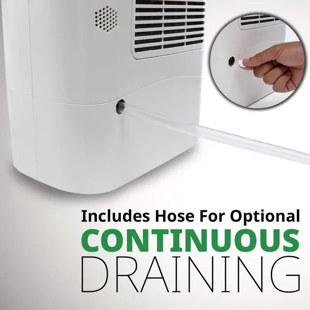Alt view image 3 of 7 - Ivation 19 Pint Small-Area Desiccant Dehumidifier Compact and Quiet - with Continuous Drain Hose for Smaller Spaces, Bathroom, Attic, Crawlspace and Closets - for Spaces Up to 410 Sq Ft