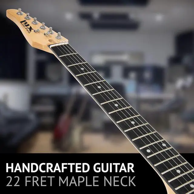Alt view image 6 of 7 - LyxPro 39 Electric Guitar Left Hand TL Series, Full-Size Paulownia Wood Body, 3-Ply Pickguard, C-Shape Neck, Ashtray Bridge, Quality Gear Tuners, 3-Way Switch & Volume/Tone Controls, 2 Picks, Green