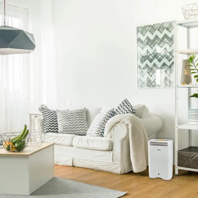 Alt view image 6 of 7 - Ivation 19 Pint Small-Area Desiccant Dehumidifier Compact and Quiet - with Continuous Drain Hose for Smaller Spaces, Bathroom, Attic, Crawlspace and Closets - for Spaces Up to 410 Sq Ft