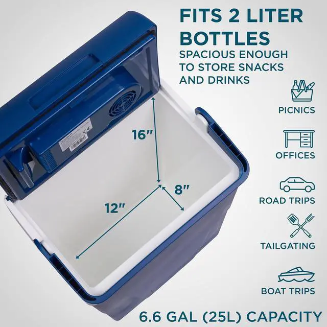 Alt view image 4 of 7 - Ivation Electric Cooler & Warmer 27 Quart (25 L) Portable Thermoelectric Fridge For vehicles & Trucks| 110V AC Home Power Cord & 12V Car Adapter for Camping, Travel & Picnics