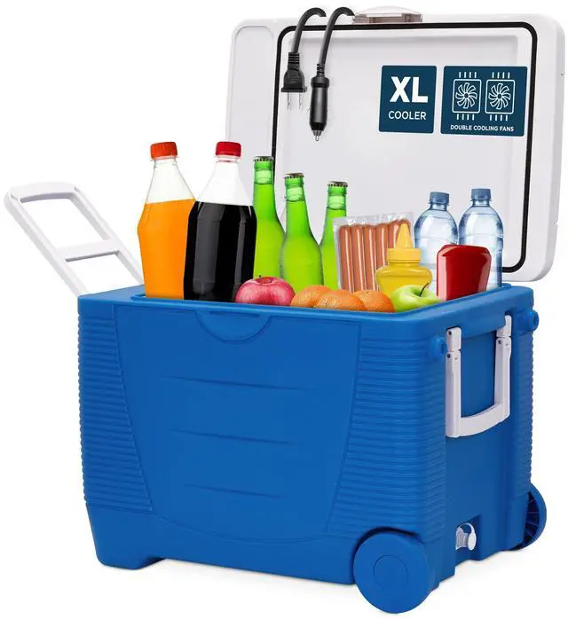 Main image of Ivation Electric Cooler & Warmer with Wheels & Handle |50 Quart (48 L) Portable Thermoelectric Fridge For vehicles & Trucks| 110V AC Home Power Cord & 12V Car Adapter for Camping, Travel & Picnics
