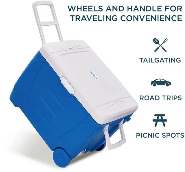 Alt view image 2 of 7 - Ivation Electric Cooler & Warmer with Wheels & Handle |50 Quart (48 L) Portable Thermoelectric Fridge For vehicles & Trucks| 110V AC Home Power Cord & 12V Car Adapter for Camping, Travel & Picnics