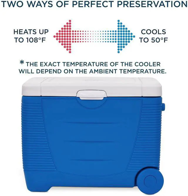 Alt view image 3 of 7 - Ivation Electric Cooler & Warmer with Wheels & Handle |50 Quart (48 L) Portable Thermoelectric Fridge For vehicles & Trucks| 110V AC Home Power Cord & 12V Car Adapter for Camping, Travel & Picnics
