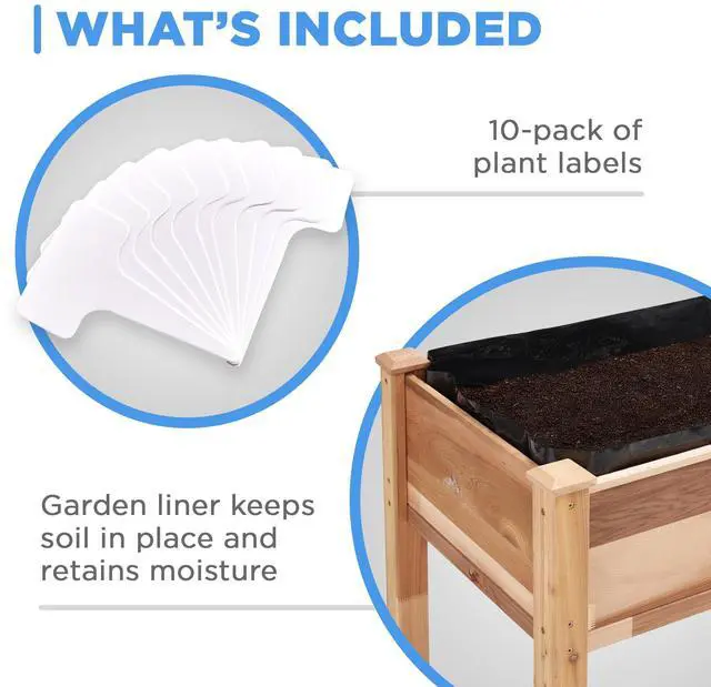 Alt view image 4 of 7 - Jumbl Raised Canadian Cedar Garden Bed | Elevated Wood Planter for Growing Fresh Herbs, Vegetables, Flowers, Succulents | 72x23x30