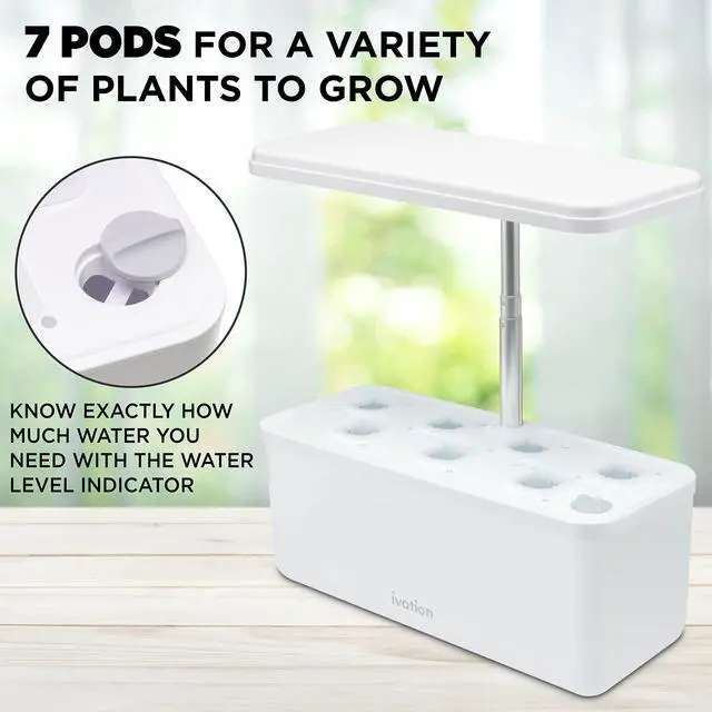 Alt view image 2 of 7 - Ivation 7-Pod Indoor Hydroponics Growing System Kit Herb Garden planter w/ LED Grow Light