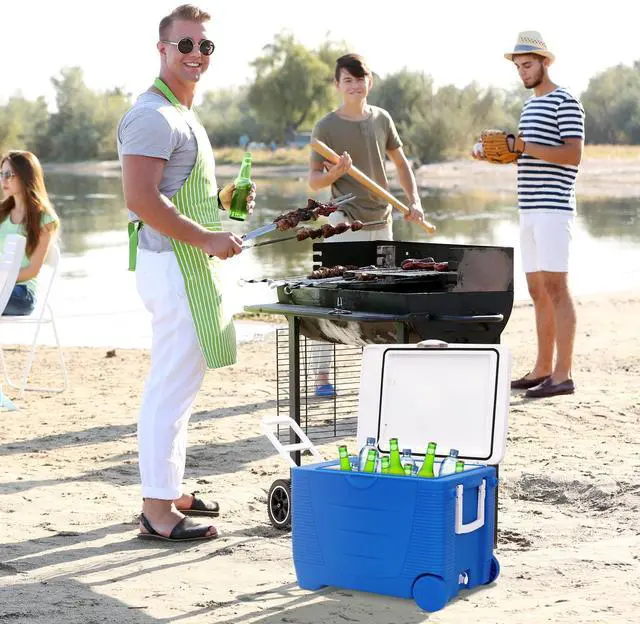 Alt view image 6 of 7 - Ivation Electric Cooler & Warmer with Wheels & Handle |50 Quart (48 L) Portable Thermoelectric Fridge For vehicles & Trucks| 110V AC Home Power Cord & 12V Car Adapter for Camping, Travel & Picnics