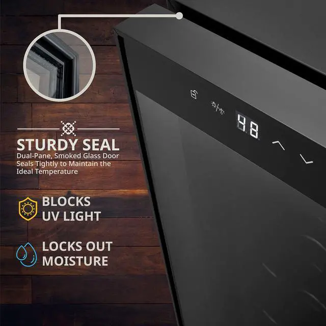 Alt view image 6 of 7 - Ivation 14 Bottle Compressor Wine Cooler Refrigerator w/Lock | Large Freestanding Wine Cellar For Red, White, Champagne or Sparkling Wine | 41f-64f Digital Temperature Control Fridge Glass Door Black