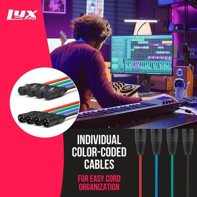 Alt view image 2 of 7 - Pair of LyxPro Audio Snake 8 Channel XLR 3 Pin Multi Network Breakout for Stage Sound Lighting And Recording Studio XLR to RJ45 Ethercon With 3 Feet Cable Connection