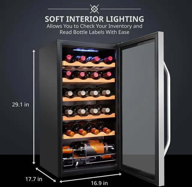 Alt view image 2 of 7 - Ivation 24 Bottle Compressor Wine Cooler Refrigerator w/Lock | Large Freestanding Wine Cellar For Red, White, Champagne or Sparkling Wine | 41f-64f Digital Temperature Control Fridge Stainless Steel