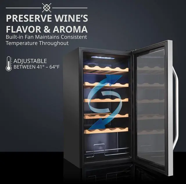 Alt view image 4 of 7 - Ivation 24 Bottle Compressor Wine Cooler Refrigerator w/Lock | Large Freestanding Wine Cellar For Red, White, Champagne or Sparkling Wine | 41f-64f Digital Temperature Control Fridge Stainless Steel