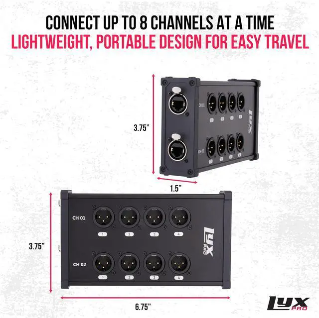 Alt view image 5 of 7 - LyxPro 8-Channel Dual Input 3-Pin Multi-Network XLR Cable Breakout for Stage Sound, Lighting, and Recording Studio - Male to RJ45 Ethercon  Ideal for Sound, Lighting Setup, Ground Lift
