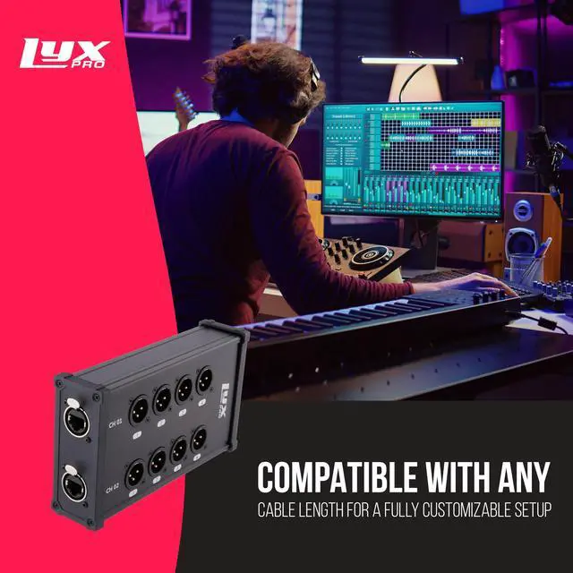Alt view image 4 of 7 - LyxPro 8-Channel Dual Input 3-Pin Multi-Network XLR Cable Breakout for Stage Sound, Lighting, and Recording Studio - Male to RJ45 Ethercon  Ideal for Sound, Lighting Setup, Ground Lift