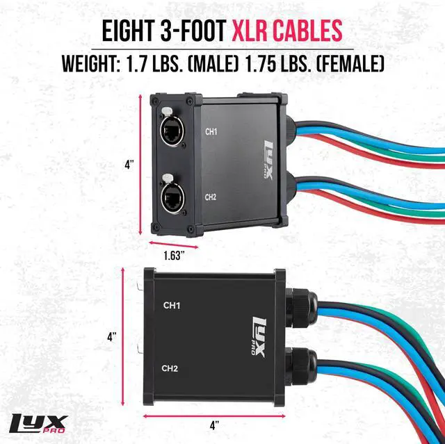 Alt view image 6 of 7 - Pair of LyxPro Audio Snake 8 Channel XLR 3 Pin Multi Network Breakout for Stage Sound Lighting And Recording Studio XLR to RJ45 Ethercon With 3 Feet Cable Connection