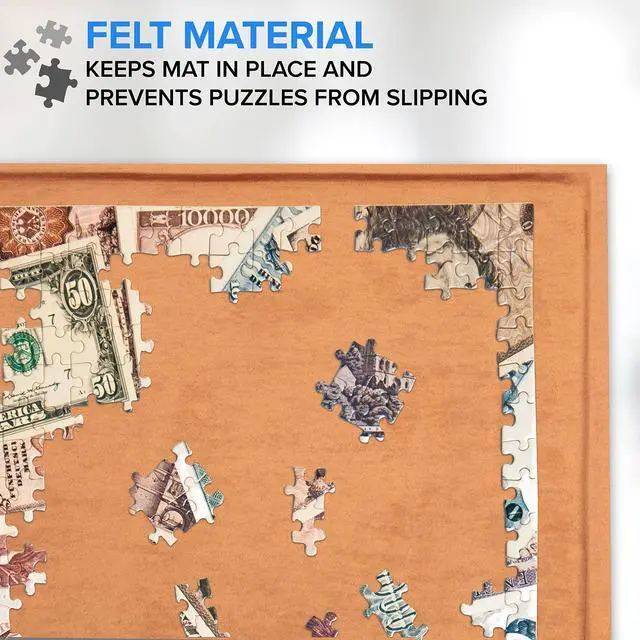 Alt view image 4 of 5 - Jumbl 1000-Piece Puzzle Board | Lightweight, Portable Jigsaw Puzzle Assembly Tray with Non-Slip Felt Surface, Edged Border & Extra Large Workspace | Table Measures 22 x 30