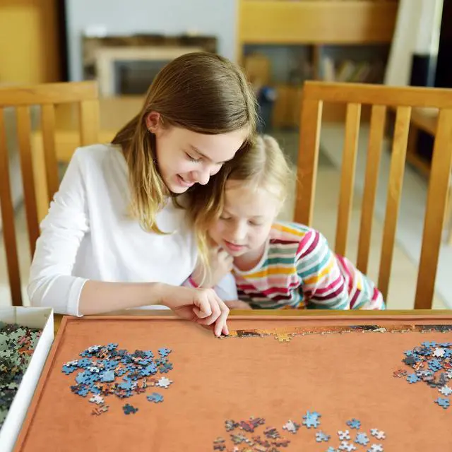 Alt view image 5 of 5 - Jumbl 1000-Piece Puzzle Board | Lightweight, Portable Jigsaw Puzzle Assembly Tray with Non-Slip Felt Surface, Edged Border & Extra Large Workspace | Table Measures 22 x 30