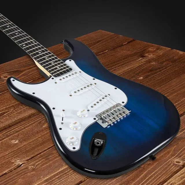 Alt view image 4 of 5 - LyxPro CS 39 Left Hand Electric Guitar Kit for Beginner, Intermediate & Pro Players with Guitar, Amp Cable, 6 Picks & Learners Guide, Solid Wood Body, Volume/Tone Controls, 5-Way Pickup - Blue