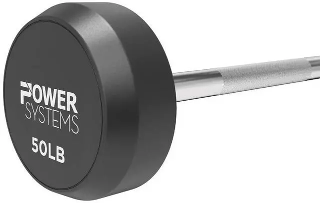Alt view image 3 of 5 - Power Systems Pro Style Rubber Fixed Straight Barbell - Pre-Loaded Weight (60)