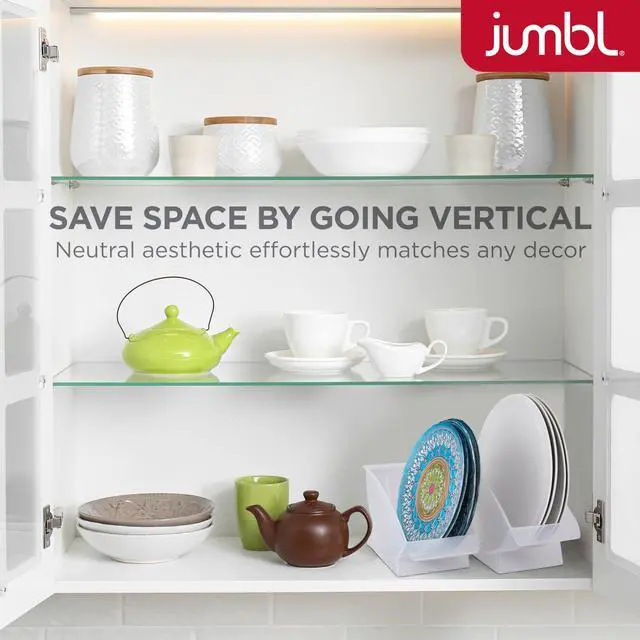 Alt view image 5 of 7 - Jumbl 10-Inch Veritcal Dinner Holder, Cabinet Space Saver and Organizer, Plastic Plate Cradle pefect for small cabinet storage, RV's, apartments. Comes with 1 Cradle (Dinner Plate)