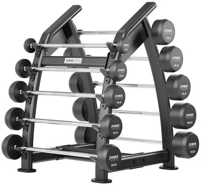 Alt view image 4 of 5 - Power Systems Pro Style Rubber Fixed Straight Barbell - Pre-Loaded Weight (60)