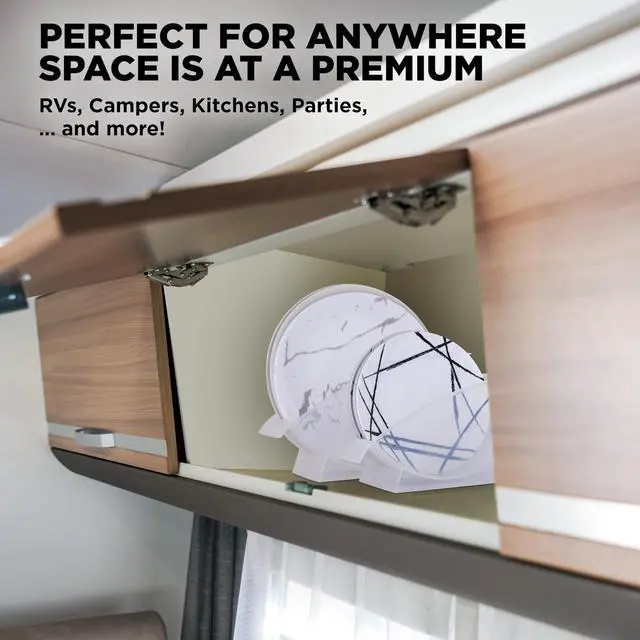 Alt view image 6 of 7 - Jumbl 10-Inch Veritcal Dinner Holder, Cabinet Space Saver and Organizer, Plastic Plate Cradle pefect for small cabinet storage, RV's, apartments. Comes with 1 Cradle (Dinner Plate)