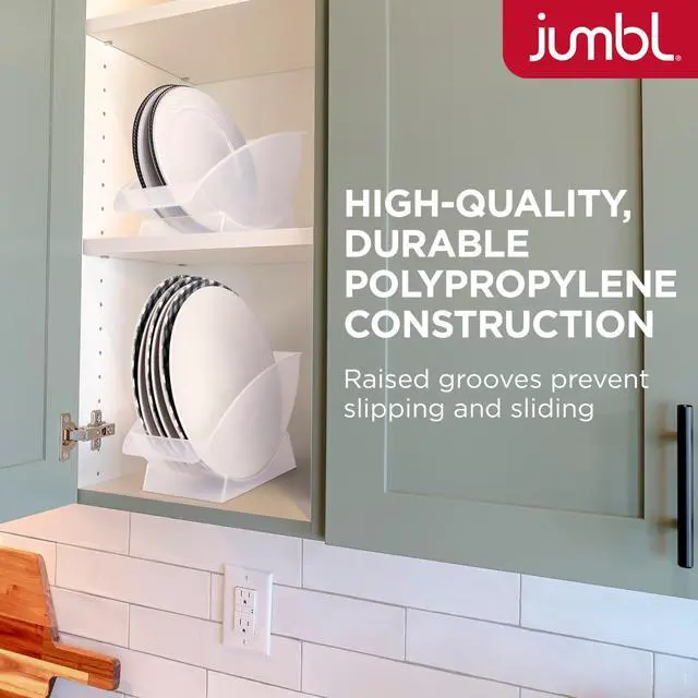 Alt view image 7 of 7 - Jumbl 10-Inch Veritcal Dinner Holder, Cabinet Space Saver and Organizer, Plastic Plate Cradle pefect for small cabinet storage, RV's, apartments. Comes with 1 Cradle (Dinner Plate)