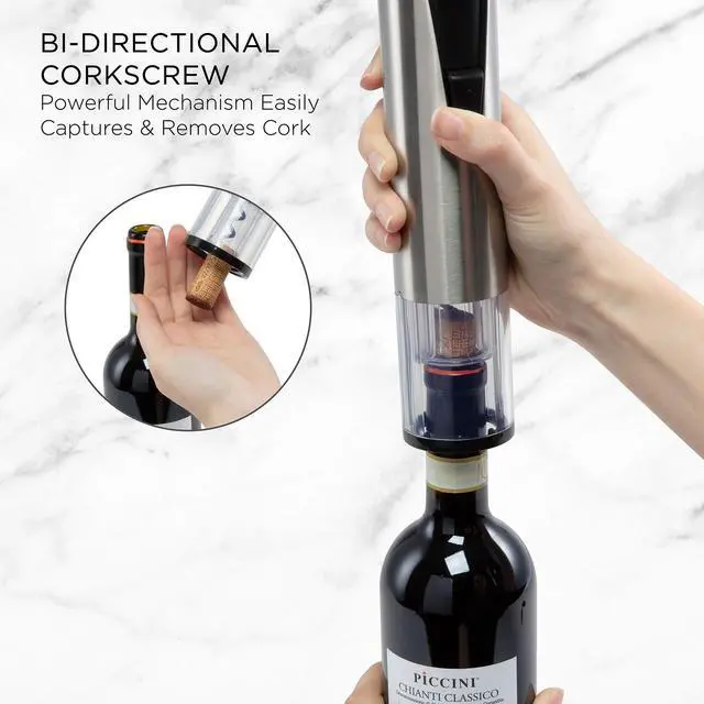 Alt view image 5 of 7 - Ivation Wine Gift Set, Includes Electric Wine Bottle Opener, Vacuum Wine Preserver, 2 Bottle Stoppers, Foil Cutter & Charging Base