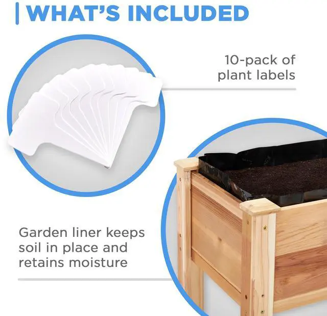 Alt view image 4 of 7 - Jumbl Raised Canadian Cedar Garden Bed | Elevated Wood Planter for Growing Fresh Herbs, Vegetables, Flowers, Succulents | 49x23x30