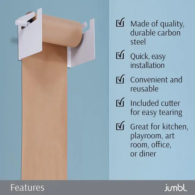 Alt view image 4 of 7 - Jumbl 8 Wall Mounted Kraft Paper Dispenser | Hanging Paper Roll with Cutter for Kitchen, DIY Room, Office, Business, & More | Great for to-Do Lists, Menus, Grocery Lists, & Art Projects
