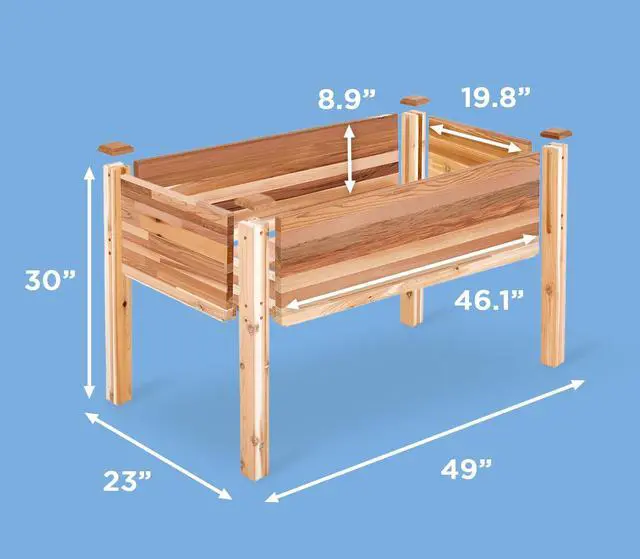 Alt view image 6 of 7 - Jumbl Raised Canadian Cedar Garden Bed | Elevated Wood Planter for Growing Fresh Herbs, Vegetables, Flowers, Succulents | 49x23x30
